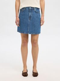 HIGH WAIST JEANSROCK, Medium Blue Denim, highres