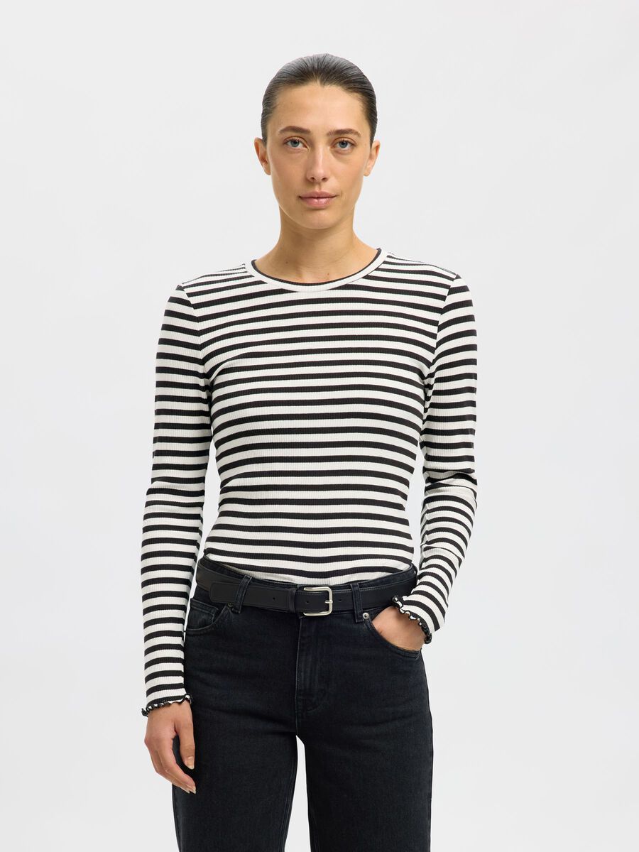 Product tile image - T-SHIRT  Z DŁUGIM RĘKAWEM, Black | 16078946_Black_841417