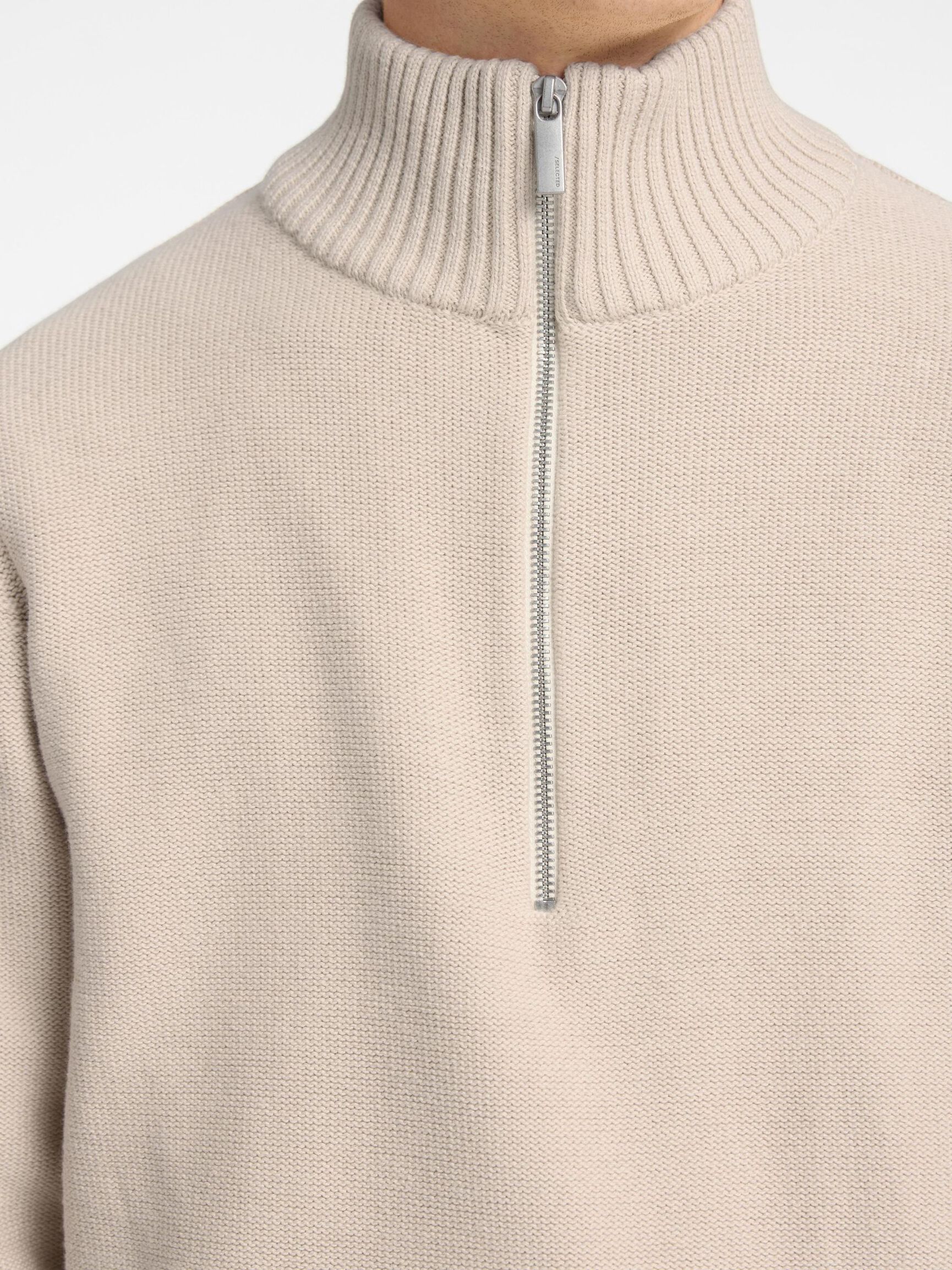 HALF-ZIP PULLOVER, Oatmeal, highres