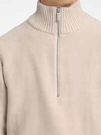 HALF-ZIP PULLOVER, Oatmeal, highres