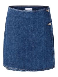 DENIM WRAP SKIRT, Medium Blue Denim, highres