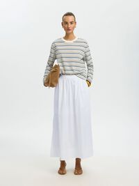 COTTON MAXI SKIRT, Bright White, highres