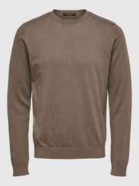 LONG-SLEEVED KNITTED JUMPER, Teak, highres