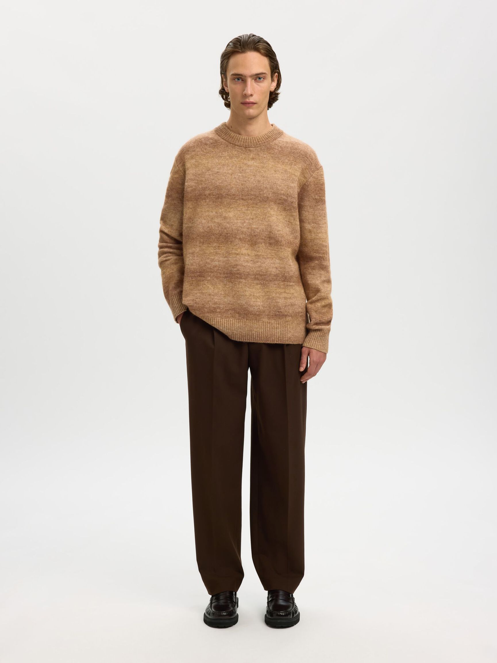 RELAXED FIT KNITTED PULLOVER, Chocolate Chip, highres