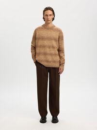 RELAXED FIT KNITTED PULLOVER, Chocolate Chip, highres