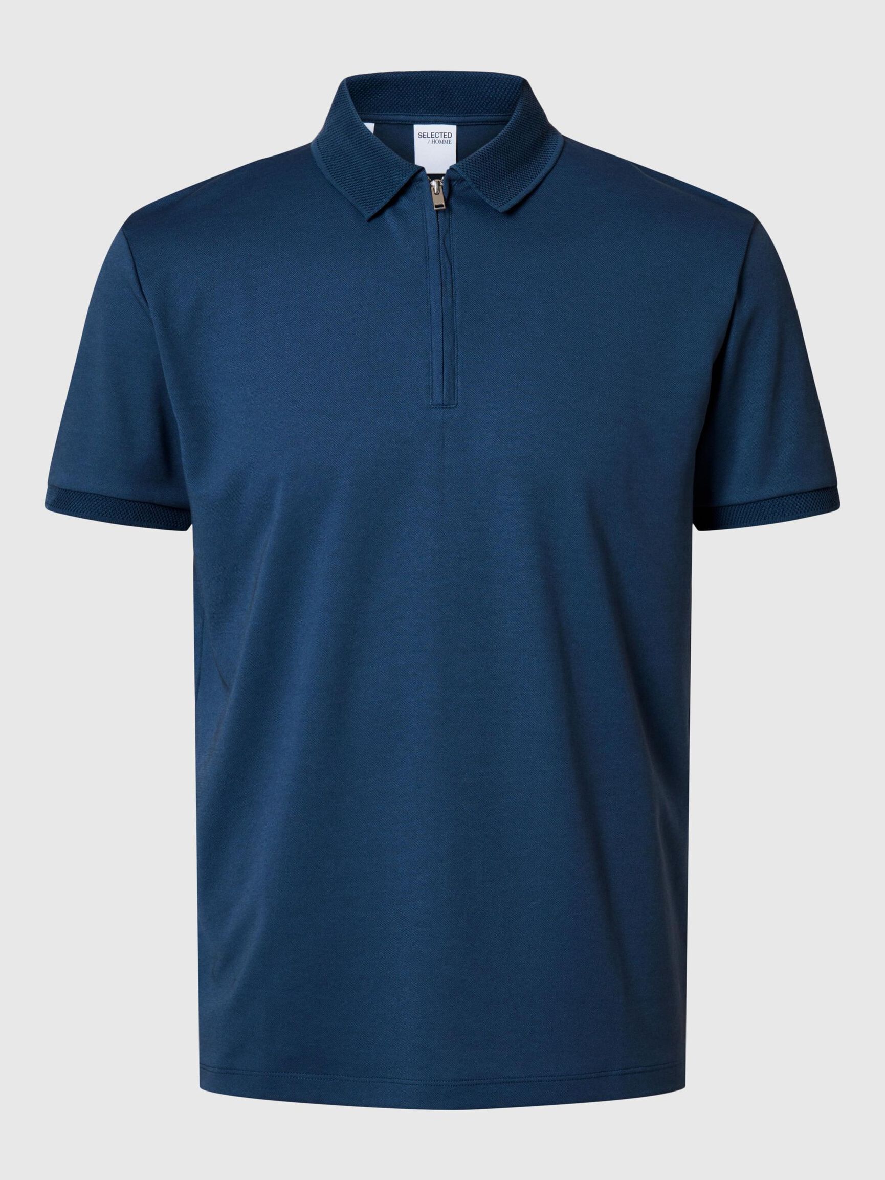 ZIPPER POLO SHIRT, Oceana, highres