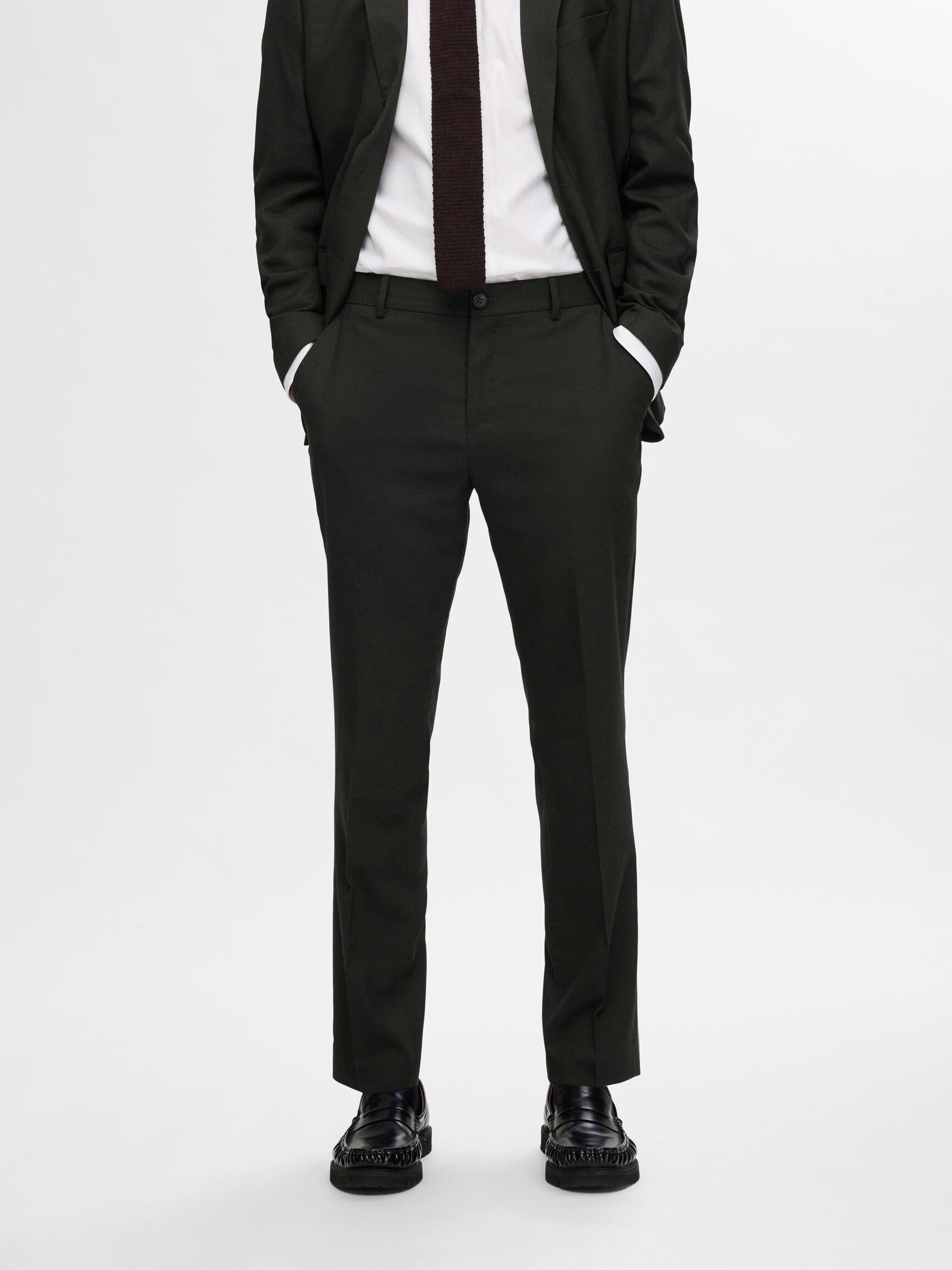 WOVEN WOOL BLEND TROUSERS, Rosin, highres