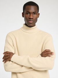 STRUCTURED TURTLENECK, Oatmeal, highres