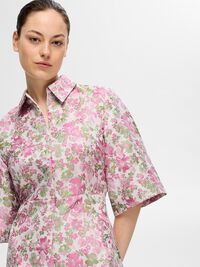 FLORAL JACQUARD MINI DRESS, Snow White, highres