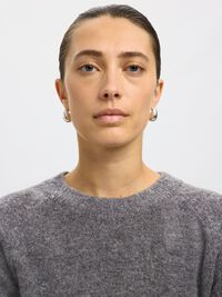 WOOL BLEND JUMPER, Medium Grey Melange, highres