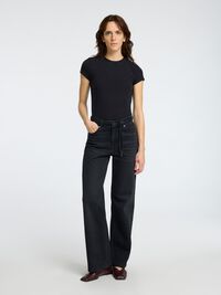 COUPE SLIM T-SHIRT RAS DU COU, Black, highres