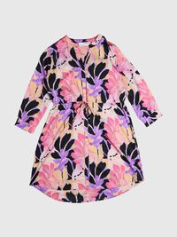 SATIN SHIRT DRESS, Black, highres