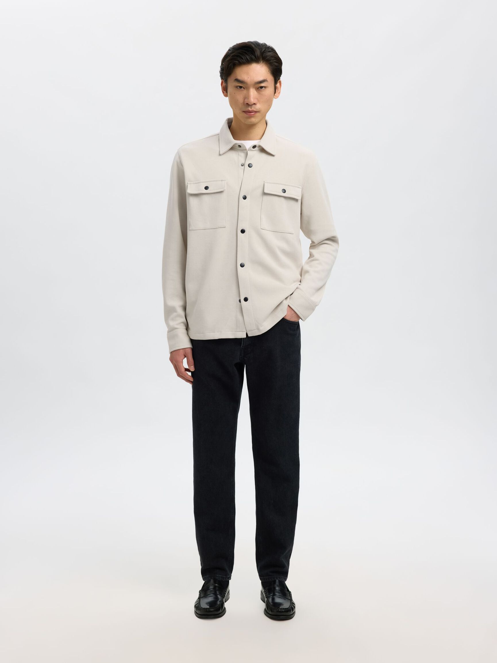 CLASSIC OVERSHIRT, Oatmeal, highres