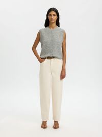 ULLBLANDNING STICKAD VÄST, Light Grey Melange, highres