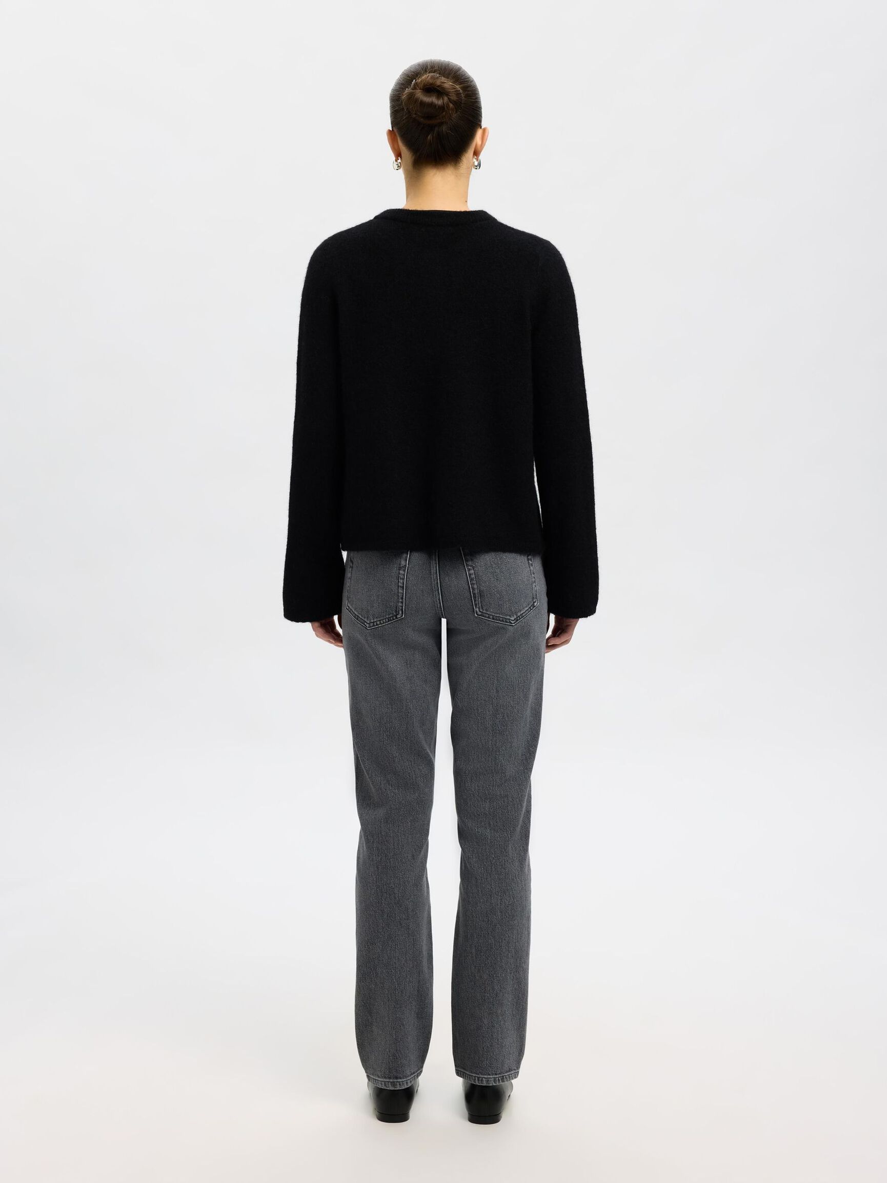 ULDBLANDING STRIKKET CARDIGAN, Black, highres