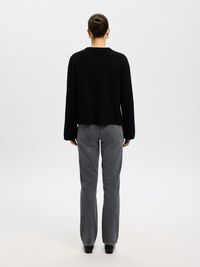 ULDBLANDING STRIKKET CARDIGAN, Black, highres