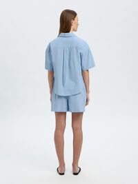 LINNENMIX OVERHEMD MET KORTE MOUWEN, Cashmere Blue, highres