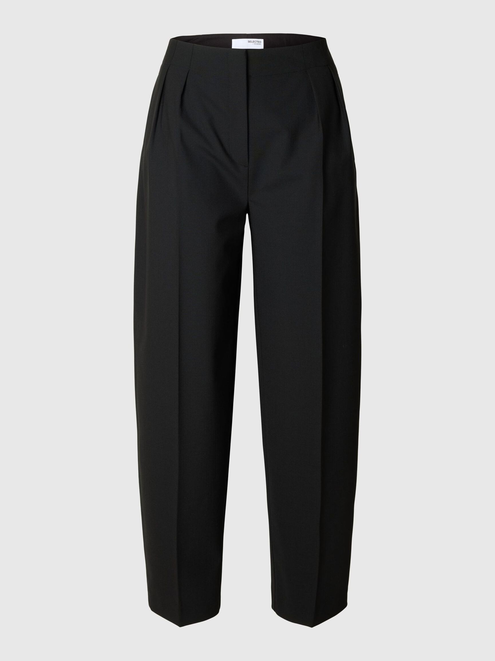 WOOL BLEND  BARREL FIT TROUSERS, Black, highres