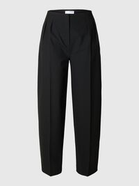 WOOL BLEND  BARREL FIT TROUSERS, Black, highres
