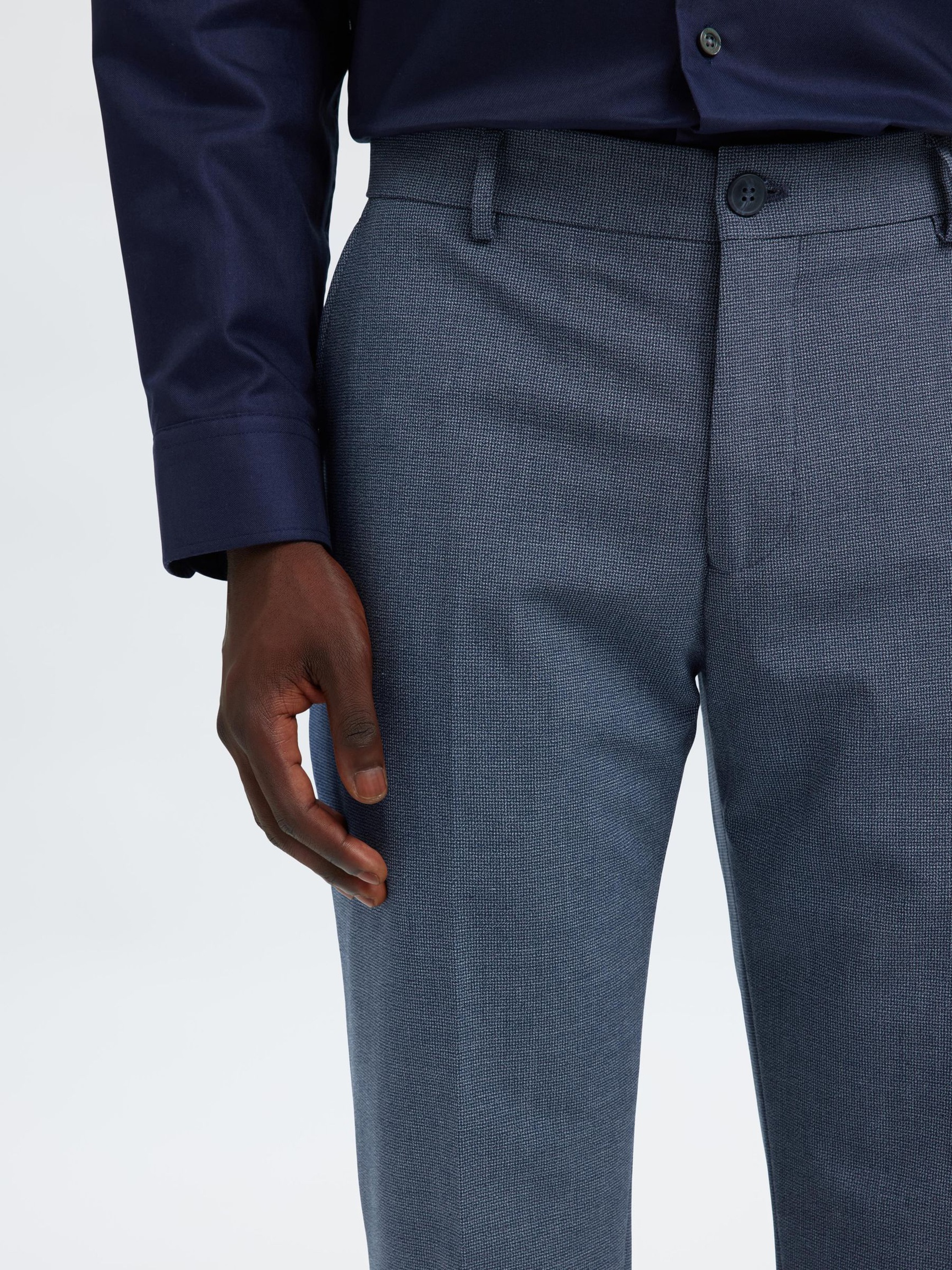 VISCOSE BLEND SLIM FIT SUIT TROUSERS, Dark Blue, highres