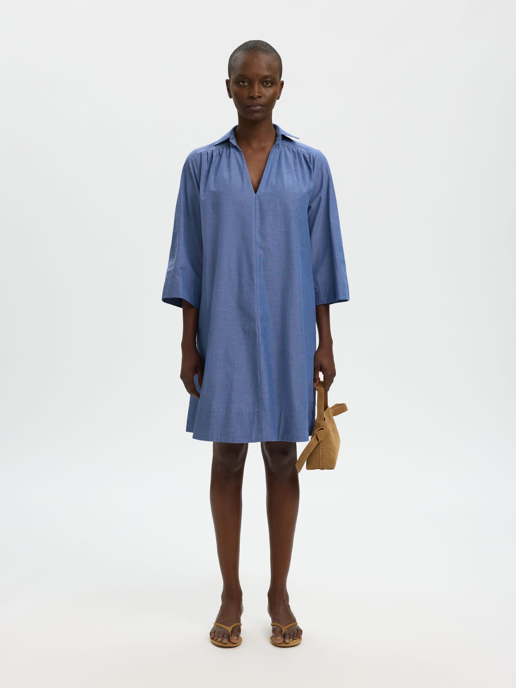 COTTON MINI DRESS, Dark Blue, highres