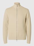 Selected ZIPPED HIGH NECK KNITTED CARDIGAN, Oatmeal, highres - 16096883_Oatmeal_001.jpg