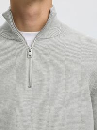 HALF-ZIP PULLOVER, Light Grey Melange, highres
