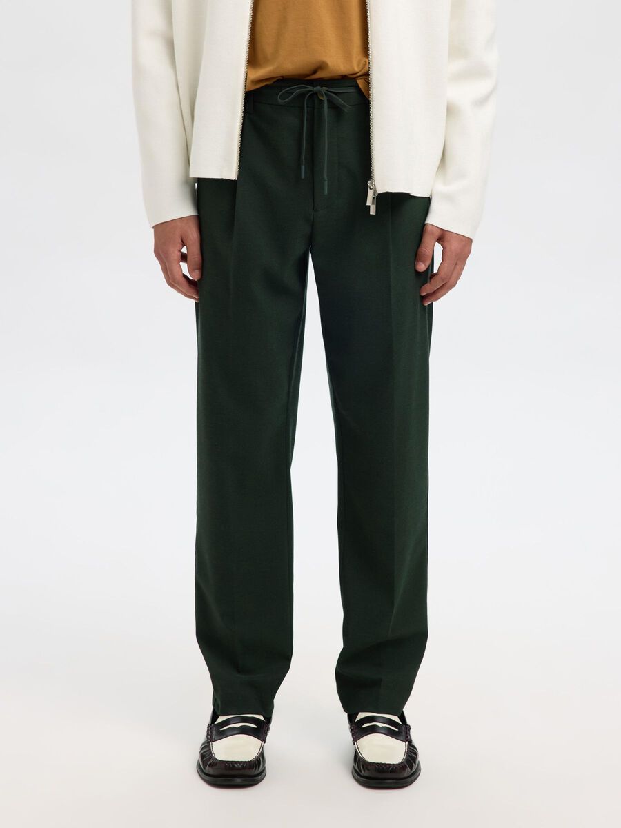 Selected VISCOSE BLEND PLEATED TROUSERS, Deep Forest, highres - 16094358_DeepForest_003.jpg