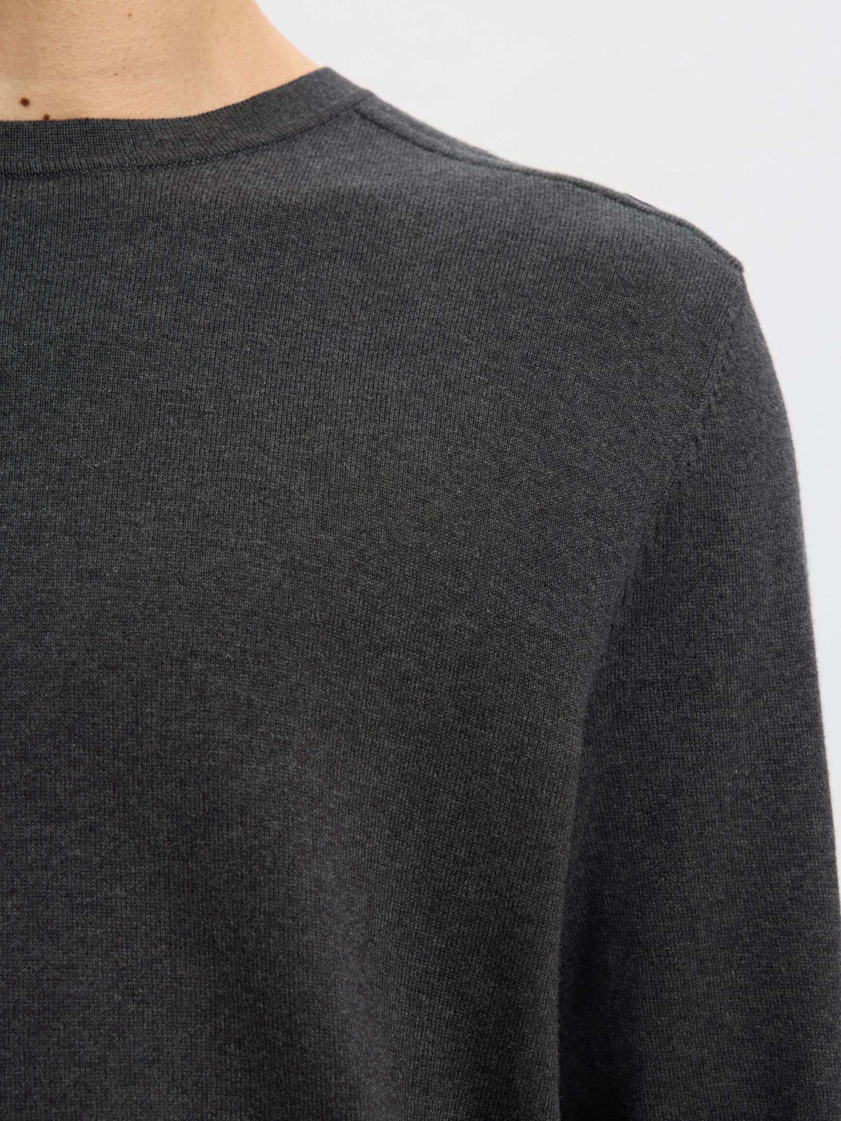 LONG-SLEEVED KNITTED JUMPER, Antracit, highres