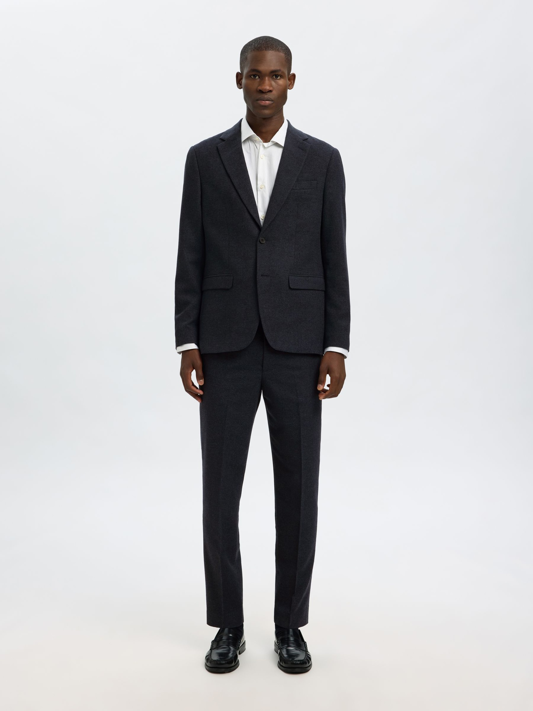 CHECKED WOOL BLEND BLAZER, Dark Sapphire, highres