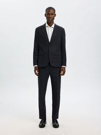CHECKED WOOL BLEND  BLAZER, Dark Sapphire, highres