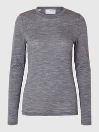 100% WOOL  LONG SLEEVED TOP, Steel Gray, highres