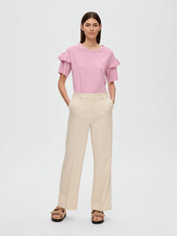 COTTON RUFFLE  T-SHIRT, Sweet Lilac, highres