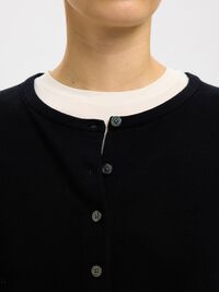 100% MERINOULD STRIKKET CARDIGAN, Black, highres