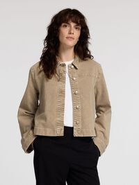 BOXY FIT DENIM JACKET, Beige Denim, highres