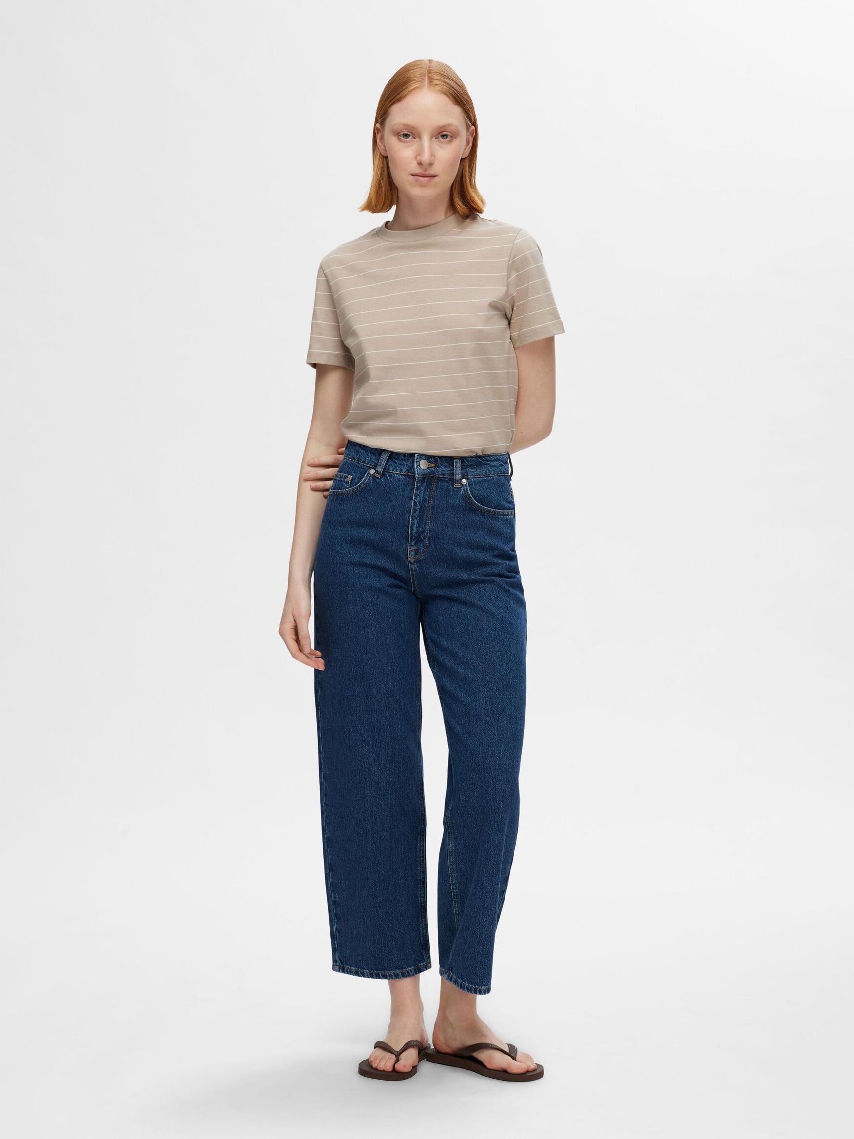 STRIPED COTTON T-SHIRT, Pure Cashmere, highres