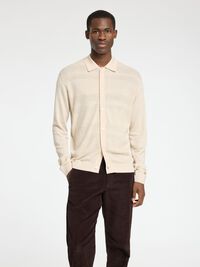 100% MERINO WOOL CARDIGAN, Oatmeal, highres