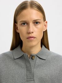 POLO COLLAR SWEATSHIRT, Medium Grey Melange, highres