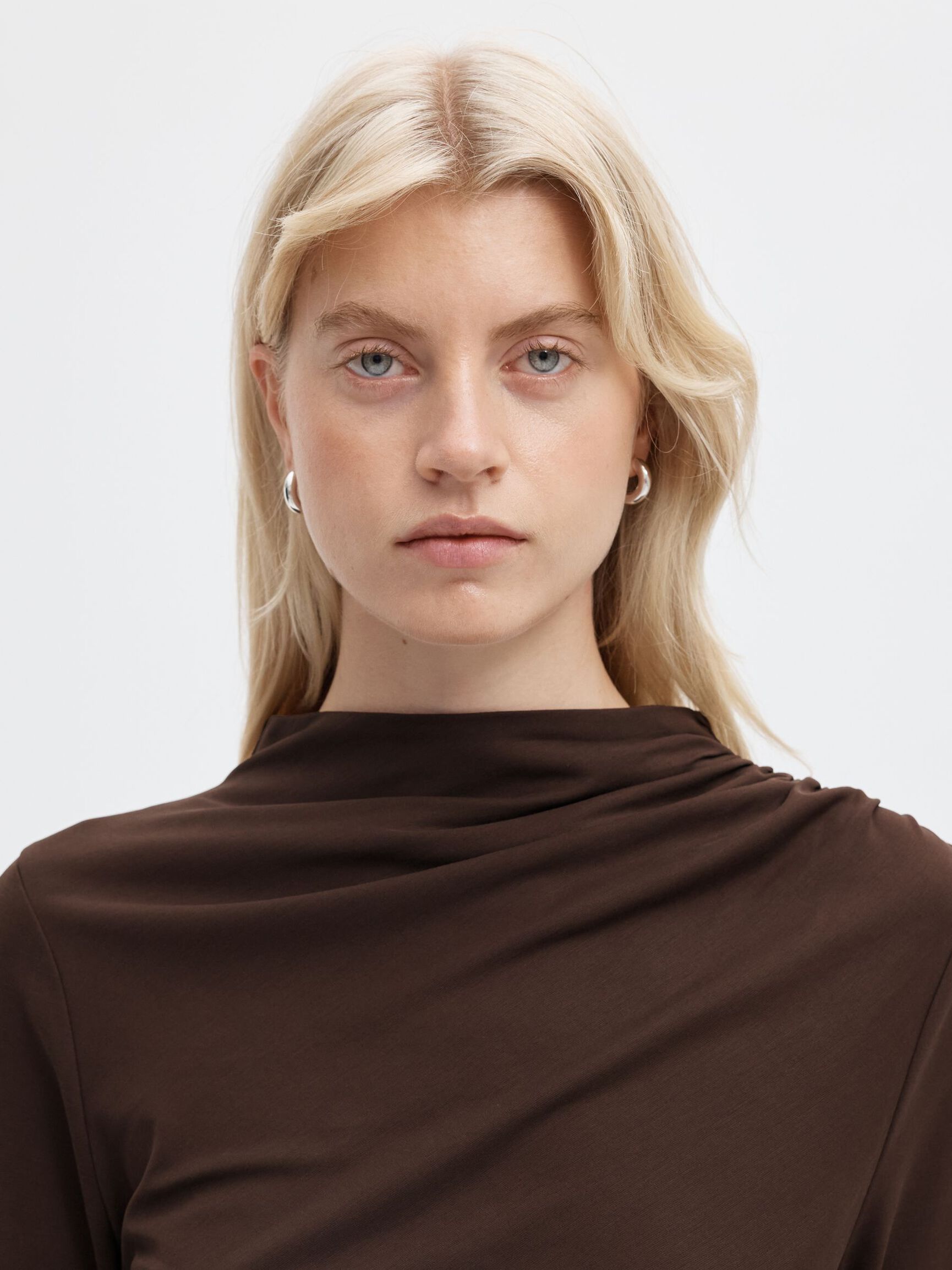 DRAPED HIGH-NECK MINI DRESS, Delicioso, highres