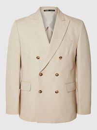 DOUBLE BREASTED LINEN BLEND BLAZER, Sand, highres