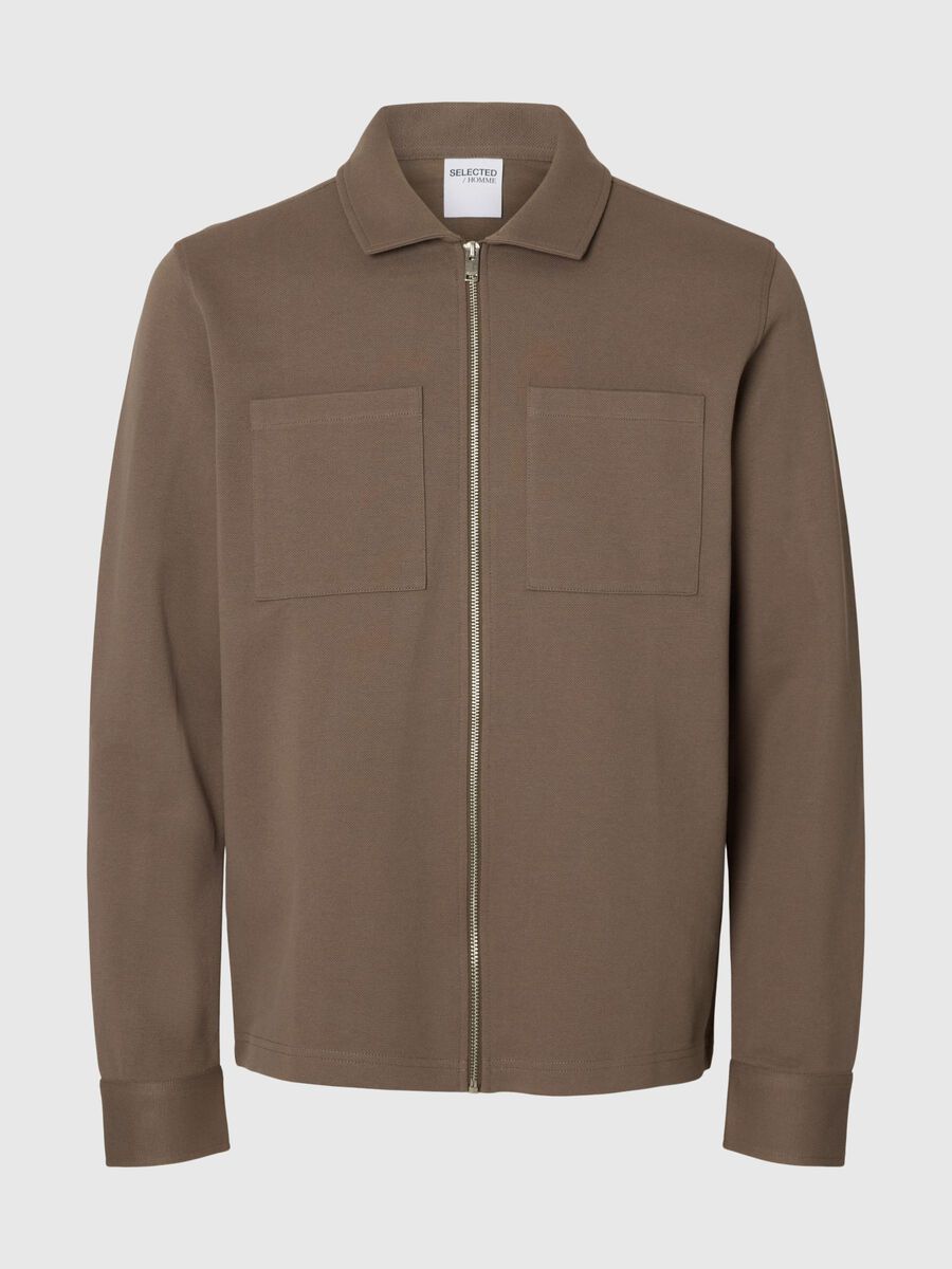 Selected ZIPPED SWEAT JACKET, Morel, highres - 16099996_Morel_001.jpg