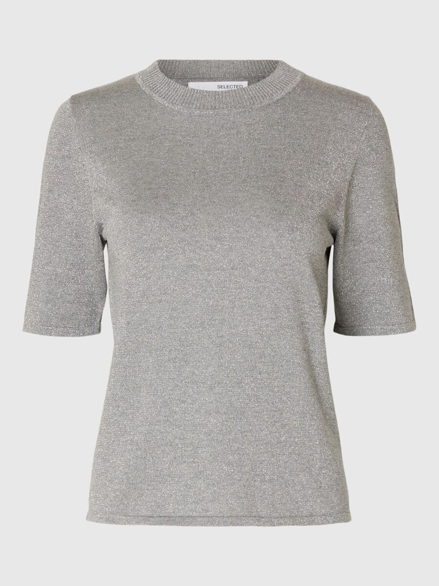 Selected GLITTER KNITTED TOP, Medium Grey Melange, highres - 16095948_MediumGreyMelange_1166474_001.jpg