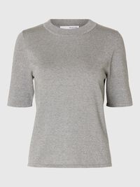 GLIMMER STRIKKET TOP, Medium Grey Melange, highres