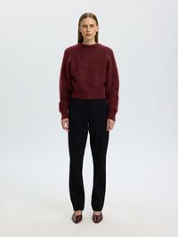 MOHAIR BLEND KNITTED JUMPER, Tawny Port, highres