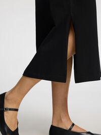 LANGE MOUWEN MIDI JURK, Black, highres