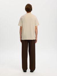 RIBBED COTTON T-SHIRT, Oatmeal, highres