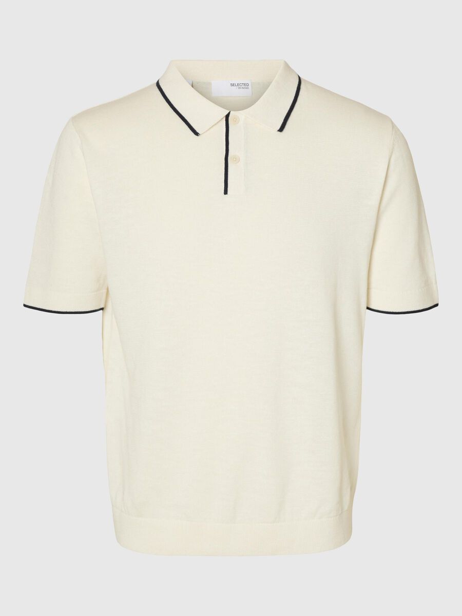 Selected STRICK POLO SHIRT, Egret, highres - 16096391_Egret_1168000_001.jpg
