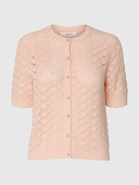 SHORT SLEEVED KNITTED CARDIGAN, Pale Dogwood, highres