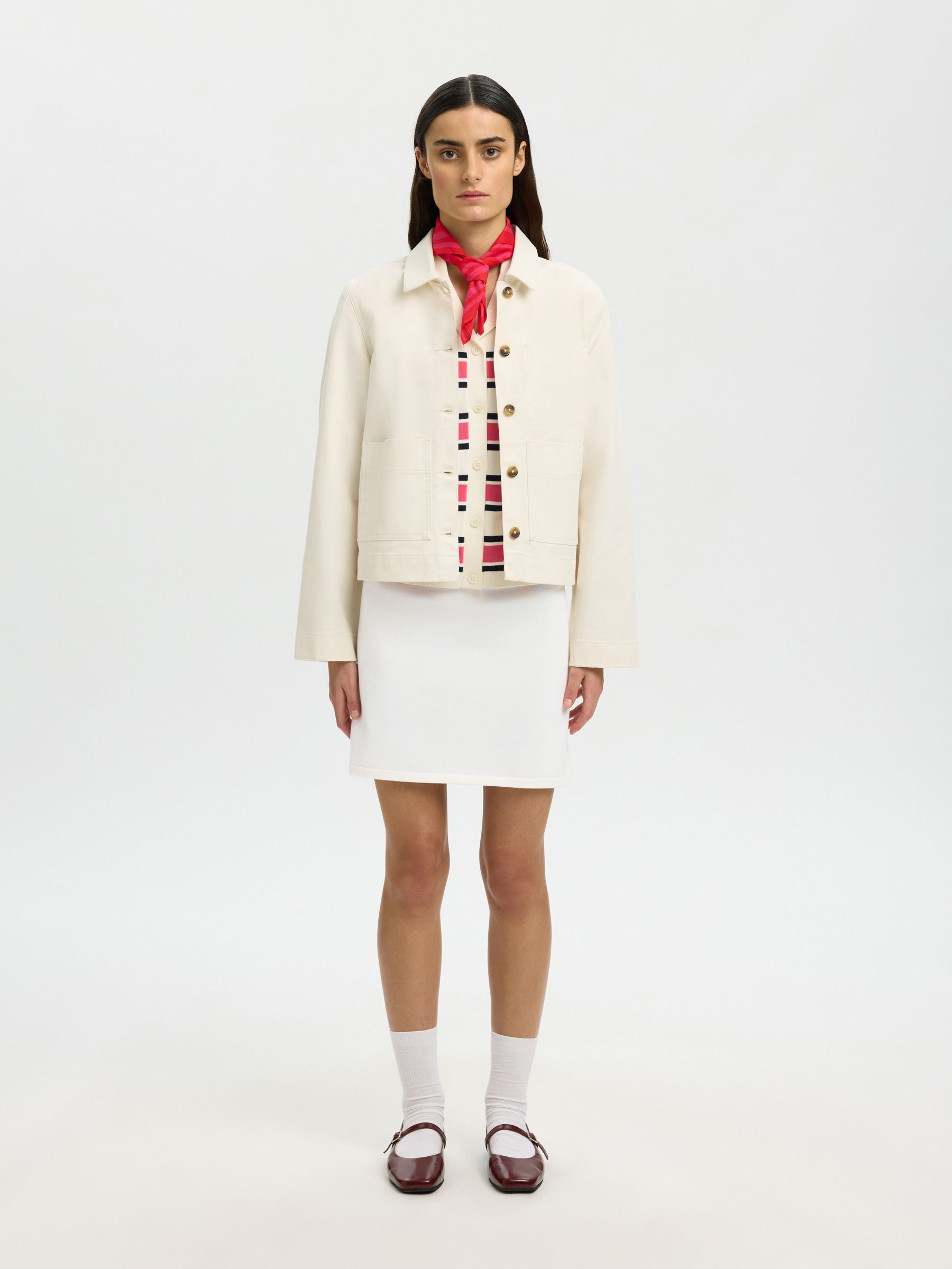 DZIANINOWA SPÓDNICA, Egret, highres