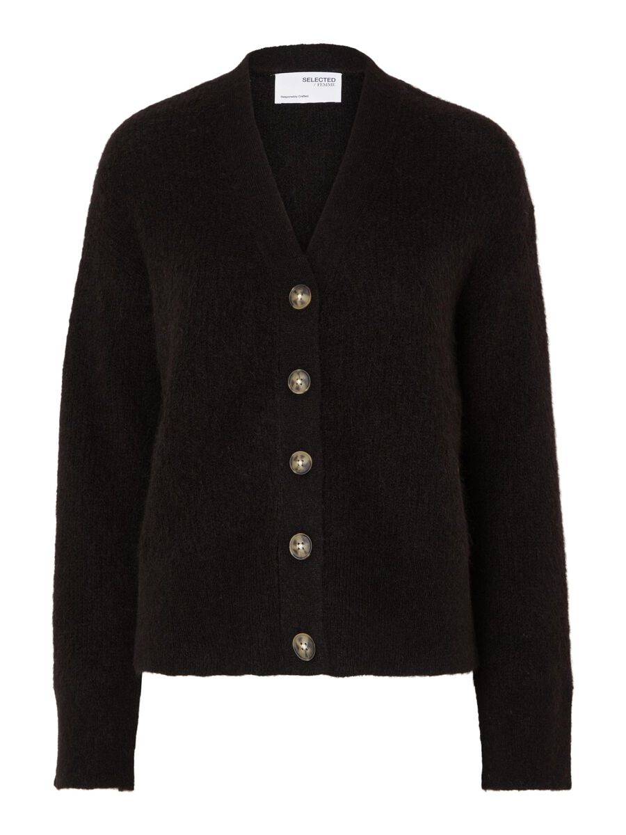 Selected RELAXED FIT WOOL BLEND  CARDIGAN, Black, highres - 16090272_Black_001.jpg